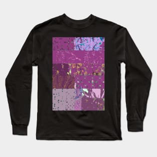 Plum textiles, mixed media, fiber art, purple, pink, blue, lavender, orange, green Long Sleeve T-Shirt